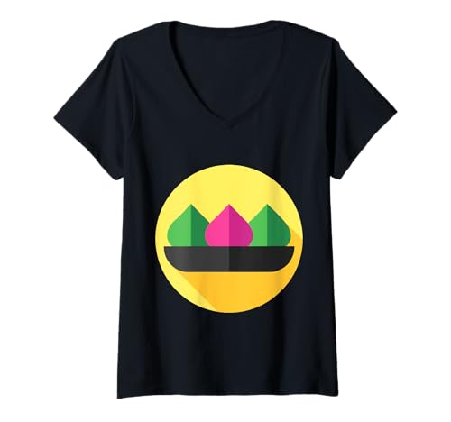 Damen Wirklich wie Modak Sweet Dumpling Lord Ganesh T-Shirt mit V-Ausschnitt von Clever Witty Modak Designs
