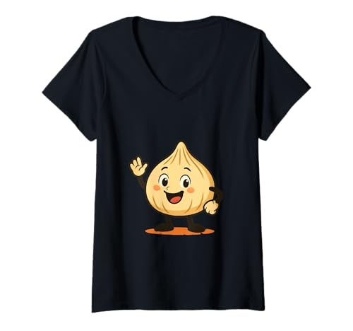 Damen Wirklich wie Modak Sweet Dumpling Lord Ganesh T-Shirt mit V-Ausschnitt von Clever Witty Modak Designs