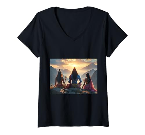 Damen Gottheit Murugan Skanda, Subrahmanya, Shanmukha Kartikeya T-Shirt mit V-Ausschnitt Damen Gottheit Murugan Skanda, Subrahmanya, Shanmukha Kartikeya T-Shirt mit V-Ausschnitt von Clever Witty Murugan Designs