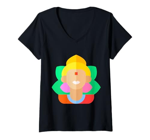 Damen Gottheit Murugan Skanda, Subrahmanya, Shanmukha Kartikeya T-Shirt mit V-Ausschnitt Damen Gottheit Murugan Skanda, Subrahmanya, Shanmukha Kartikeya T-Shirt mit V-Ausschnitt von Clever Witty Murugan Designs