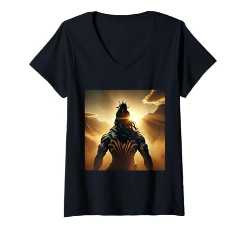 Damen Gottheit Murugan Skanda, Subrahmanya, Shanmukha Kartikeya T-Shirt mit V-Ausschnitt Damen Gottheit Murugan Skanda, Subrahmanya, Shanmukha Kartikeya T-Shirt mit V-Ausschnitt von Clever Witty Murugan Designs