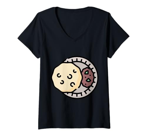 Damen Naan Fladenbrot T-Shirt mit V-Ausschnitt Damen Naan Fladenbrot T-Shirt mit V-Ausschnitt von Clever Witty Naan Designs