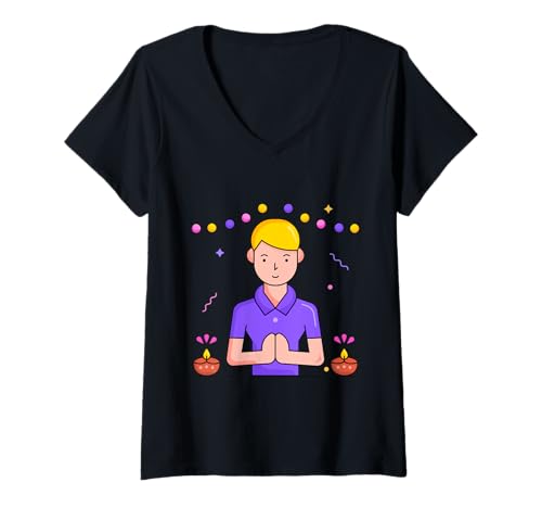 Damen Namaskar Grußgeste des Respekts Namaste Hindu-Yogic T-Shirt mit V-Ausschnitt Damen Namaskar Grußgeste des Respekts Namaste Hindu-Yogic T-Shirt mit V-Ausschnitt von Clever Witty Namaskar Designs