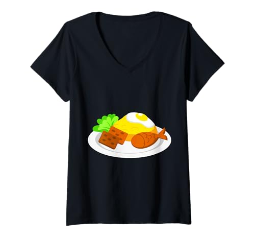 Damen Wirklich wie Nasi Lemak T-Shirt mit V-Ausschnitt von Clever Witty Nasi Lemak Designs