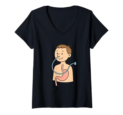 Damen Nasogastrische Intubation T-Shirt mit V-Ausschnitt Damen Nasogastrische Intubation T-Shirt mit V-Ausschnitt von Clever Witty Nasogastric Designs