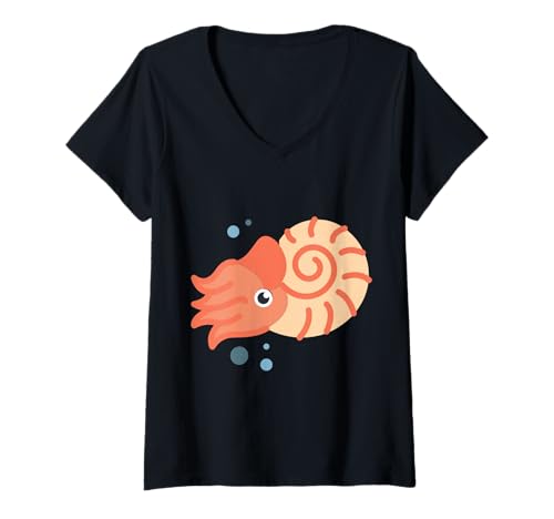 Damen Nautilus Unterwasser-Kopffüßer Spaß T-Shirt mit V-Ausschnitt Damen Nautilus Unterwasser-Kopffüßer Spaß T-Shirt mit V-Ausschnitt von Clever Witty Nautilus Designs