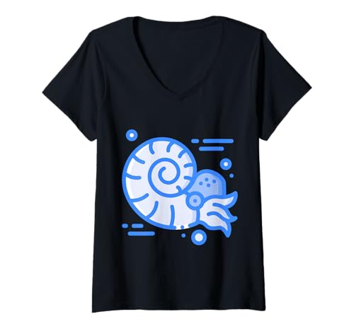 Damen Nautilus Unterwasser-Kopffüßer Spaß T-Shirt mit V-Ausschnitt Damen Nautilus Unterwasser-Kopffüßer Spaß T-Shirt mit V-Ausschnitt von Clever Witty Nautilus Designs