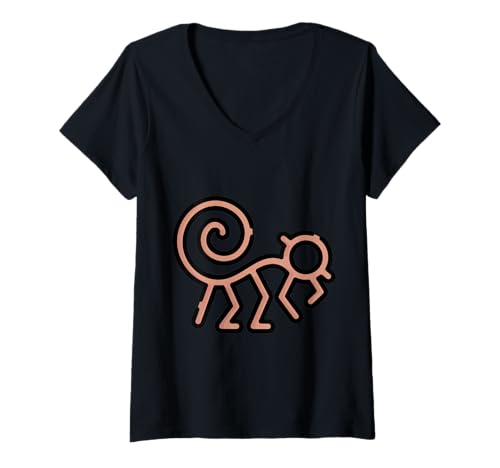 Damen Nazca Lines Peru Geoglyphen Retro T-Shirt mit V-Ausschnitt Damen Nazca Lines Peru Geoglyphen Retro T-Shirt mit V-Ausschnitt von Clever Witty Navratri Designs