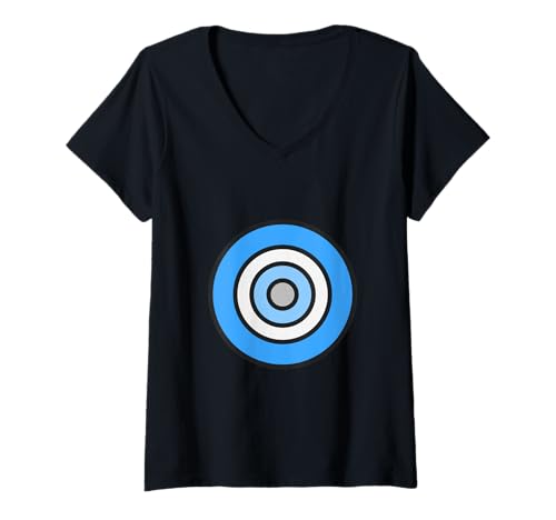 Damen Evil Eye Nazar Amulett Schutz Glück T-Shirt mit V-Ausschnitt von Clever Witty Nazar Designs