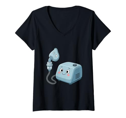 Damen Vernebler Atemtherapeuten-Therapie T-Shirt mit V-Ausschnitt Damen Vernebler Atemtherapeuten-Therapie T-Shirt mit V-Ausschnitt von Clever Witty Nebulizer Designs