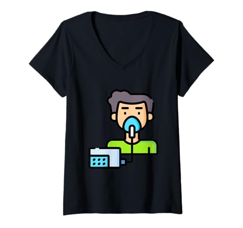 Damen Vernebler Atemtherapeuten-Therapie T-Shirt mit V-Ausschnitt Damen Vernebler Atemtherapeuten-Therapie T-Shirt mit V-Ausschnitt von Clever Witty Nebulizer Designs