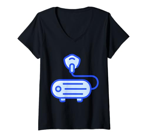 Damen Vernebler Atemtherapeuten-Therapie T-Shirt mit V-Ausschnitt Damen Vernebler Atemtherapeuten-Therapie T-Shirt mit V-Ausschnitt von Clever Witty Nebulizer Designs