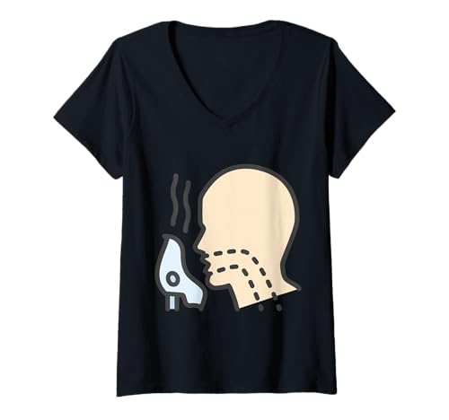 Damen Vernebler Atemtherapeuten-Therapie T-Shirt mit V-Ausschnitt Damen Vernebler Atemtherapeuten-Therapie T-Shirt mit V-Ausschnitt von Clever Witty Nebulizer Designs