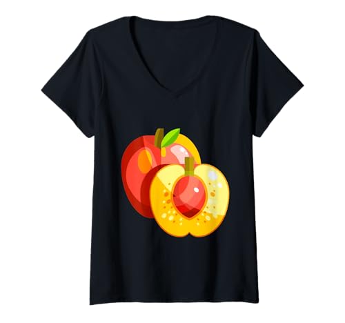 Damen Really Love Nectarines - Nektarine Pfirsichfrucht T-Shirt mit V-Ausschnitt Damen Really Love Nectarines - Nektarine Pfirsichfrucht T-Shirt mit V-Ausschnitt von Clever Witty Nectarine Designs