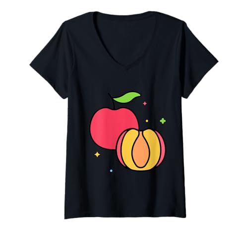 Damen Really Love Nectarines - Nektarine Pfirsichfrucht T-Shirt mit V-Ausschnitt Damen Really Love Nectarines - Nektarine Pfirsichfrucht T-Shirt mit V-Ausschnitt von Clever Witty Nectarine Designs