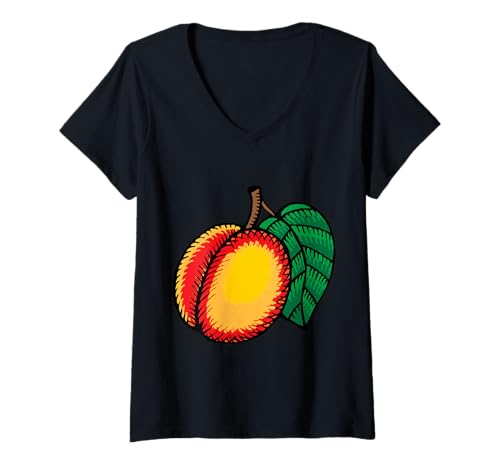 Damen Really Love Nectarines - Nektarine Pfirsichfrucht T-Shirt mit V-Ausschnitt Damen Really Love Nectarines - Nektarine Pfirsichfrucht T-Shirt mit V-Ausschnitt von Clever Witty Nectarine Designs