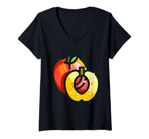 Damen Really Love Nectarines - Nektarine Pfirsichfrucht T-Shirt mit V-Ausschnitt Damen Really Love Nectarines - Nektarine Pfirsichfrucht T-Shirt mit V-Ausschnitt von Clever Witty Nectarine Designs