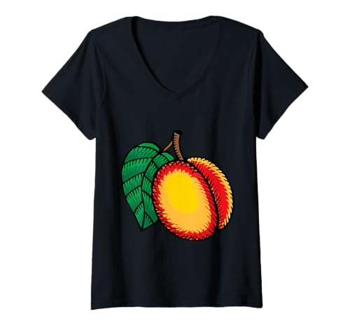 Damen Really Love Nectarines - Nektarine Pfirsichfrucht T-Shirt mit V-Ausschnitt Damen Really Love Nectarines - Nektarine Pfirsichfrucht T-Shirt mit V-Ausschnitt von Clever Witty Nectarine Designs