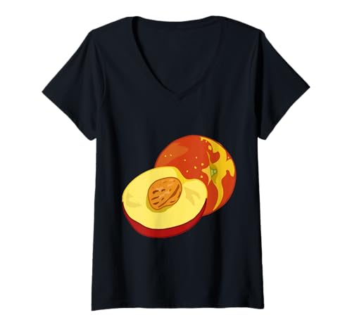 Damen Really Love Nectarines - Nektarine Pfirsichfrucht T-Shirt mit V-Ausschnitt Damen Really Love Nectarines - Nektarine Pfirsichfrucht T-Shirt mit V-Ausschnitt von Clever Witty Nectarine Designs