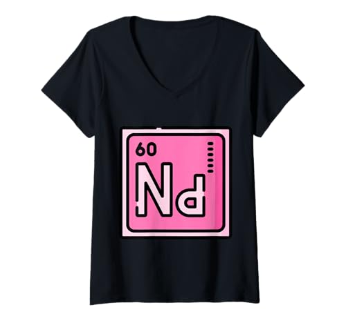 Damen Neodym Nd Periodensystem Element Magnetkraft T-Shirt mit V-Ausschnitt Damen Neodym Nd Periodensystem Element Magnetkraft T-Shirt mit V-Ausschnitt von Clever Witty Neodymium Designs
