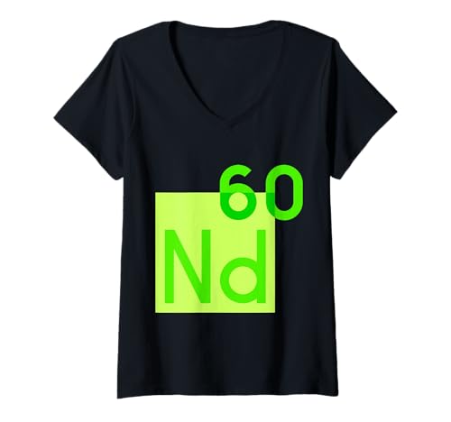 Damen Neodym Nd Periodensystem Element Magnetkraft T-Shirt mit V-Ausschnitt Damen Neodym Nd Periodensystem Element Magnetkraft T-Shirt mit V-Ausschnitt von Clever Witty Neodymium Designs