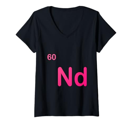 Damen Neodym Nd Periodensystem Element Magnetkraft T-Shirt mit V-Ausschnitt Damen Neodym Nd Periodensystem Element Magnetkraft T-Shirt mit V-Ausschnitt von Clever Witty Neodymium Designs