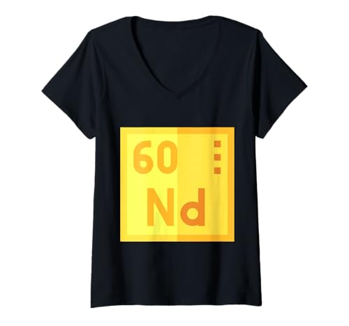 Damen Neodym Nd Periodensystem Element Magnetkraft T-Shirt mit V-Ausschnitt Damen Neodym Nd Periodensystem Element Magnetkraft T-Shirt mit V-Ausschnitt von Clever Witty Neodymium Designs