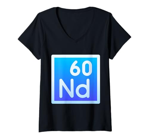 Damen Neodym Nd Periodensystem Element Magnetkraft T-Shirt mit V-Ausschnitt Damen Neodym Nd Periodensystem Element Magnetkraft T-Shirt mit V-Ausschnitt von Clever Witty Neodymium Designs