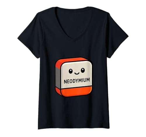 Damen Neodym Nd Periodensystem Element Magnetkraft T-Shirt mit V-Ausschnitt Damen Neodym Nd Periodensystem Element Magnetkraft T-Shirt mit V-Ausschnitt von Clever Witty Neodymium Designs