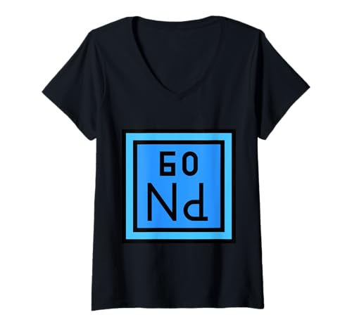 Damen Neodym Nd Periodensystem Element Magnetkraft T-Shirt mit V-Ausschnitt Damen Neodym Nd Periodensystem Element Magnetkraft T-Shirt mit V-Ausschnitt von Clever Witty Neodymium Designs