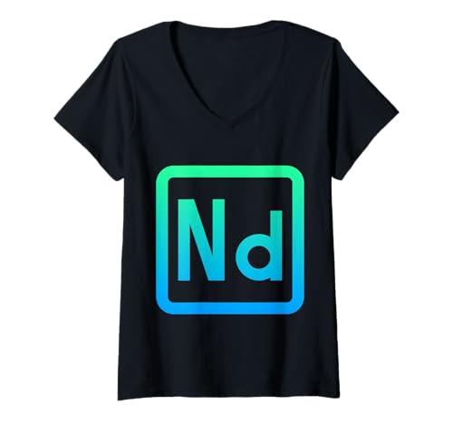 Damen Neodym Nd Periodensystem Element Magnetkraft T-Shirt mit V-Ausschnitt Damen Neodym Nd Periodensystem Element Magnetkraft T-Shirt mit V-Ausschnitt von Clever Witty Neodymium Designs
