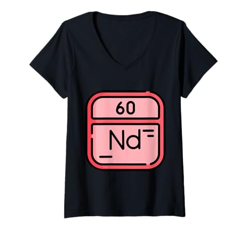 Damen Neodym Nd Periodensystem Element Magnetkraft T-Shirt mit V-Ausschnitt Damen Neodym Nd Periodensystem Element Magnetkraft T-Shirt mit V-Ausschnitt von Clever Witty Neodymium Designs