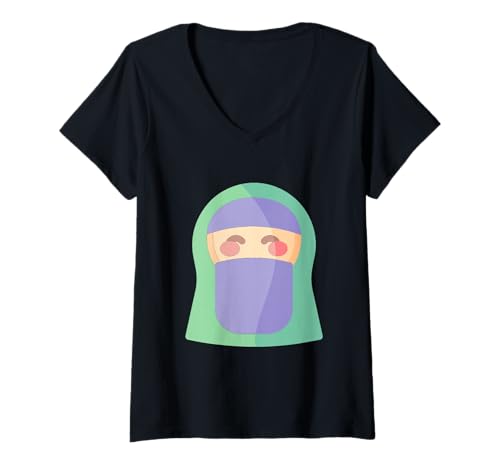 Damen Starke Muslimah Niqab Muslimische Frau Islamisch T-Shirt mit V-Ausschnitt Damen Starke Muslimah Niqab Muslimische Frau Islamisch T-Shirt mit V-Ausschnitt von Clever Witty Niqab Designs
