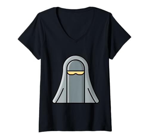 Damen Starke Muslimah Niqab Muslimische Frau Islamisch T-Shirt mit V-Ausschnitt Damen Starke Muslimah Niqab Muslimische Frau Islamisch T-Shirt mit V-Ausschnitt von Clever Witty Niqab Designs