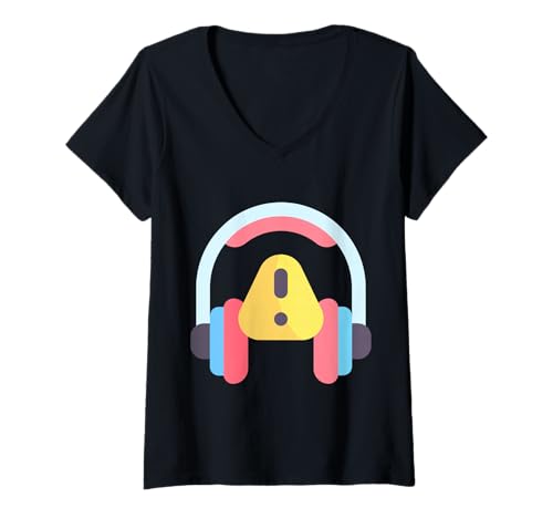 Damen Gehörschutzausrüstung Gehörschutz Ohrenschützer T-Shirt mit V-Ausschnitt von Clever Witty Noise Protection Designs