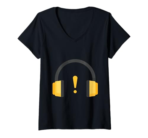 Damen Gehörschutzausrüstung Gehörschutz Ohrenschützer T-Shirt mit V-Ausschnitt von Clever Witty Noise Protection Designs