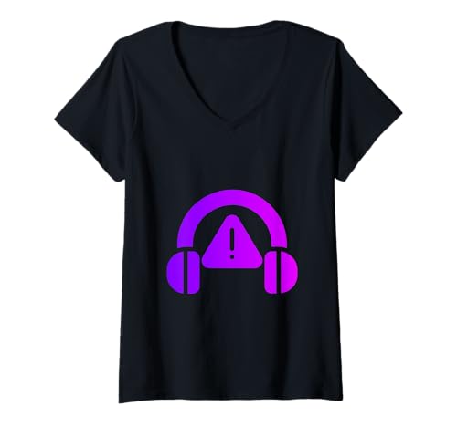 Damen Gehörschutzausrüstung Gehörschutz Ohrenschützer T-Shirt mit V-Ausschnitt von Clever Witty Noise Protection Designs