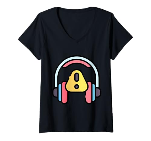 Damen Gehörschutzausrüstung Gehörschutz Ohrenschützer T-Shirt mit V-Ausschnitt von Clever Witty Noise Protection Designs