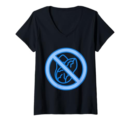 Damen Nussfreie Nussallergie ohne Nüsse T-Shirt mit V-Ausschnitt Damen Nussfreie Nussallergie ohne Nüsse T-Shirt mit V-Ausschnitt von Clever Witty Nut-Free Designs