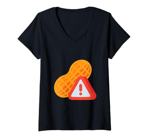 Damen Nussfreie Nussallergie ohne Nüsse T-Shirt mit V-Ausschnitt Damen Nussfreie Nussallergie ohne Nüsse T-Shirt mit V-Ausschnitt von Clever Witty Nut-Free Designs