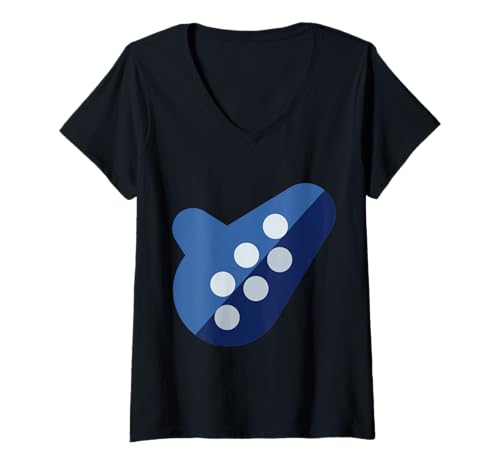 Damen Really Like Ocarina Musical Potato Flöte T-Shirt mit V-Ausschnitt Damen Really Like Ocarina Musical Potato Flöte T-Shirt mit V-Ausschnitt von Clever Witty Ocarina Designs