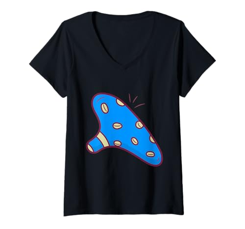 Damen Really Like Ocarina Musical Potato Flöte T-Shirt mit V-Ausschnitt Damen Really Like Ocarina Musical Potato Flöte T-Shirt mit V-Ausschnitt von Clever Witty Ocarina Designs