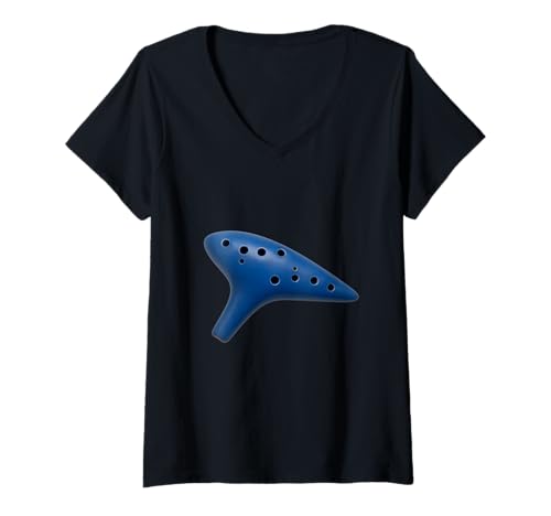 Damen Really Like Ocarina Musical Potato Flöte T-Shirt mit V-Ausschnitt Damen Really Like Ocarina Musical Potato Flöte T-Shirt mit V-Ausschnitt von Clever Witty Ocarina Designs