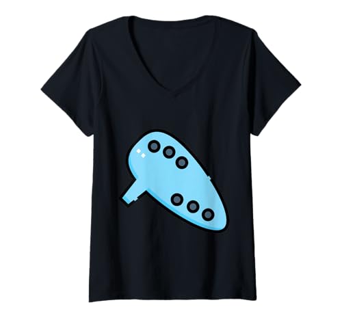 Damen Really Like Ocarina Musical Potato Flöte T-Shirt mit V-Ausschnitt Damen Really Like Ocarina Musical Potato Flöte T-Shirt mit V-Ausschnitt von Clever Witty Ocarina Designs