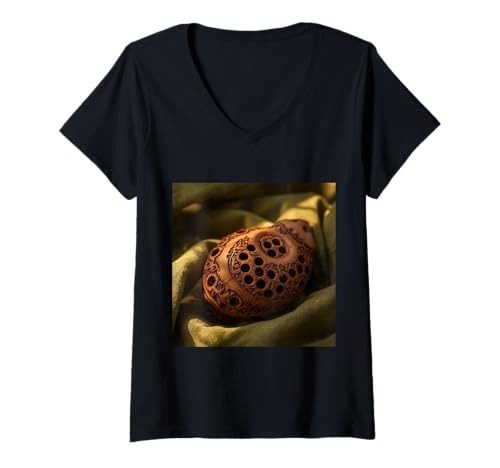 Damen Really Like Ocarina Musical Potato Flöte T-Shirt mit V-Ausschnitt Damen Really Like Ocarina Musical Potato Flöte T-Shirt mit V-Ausschnitt von Clever Witty Ocarina Designs