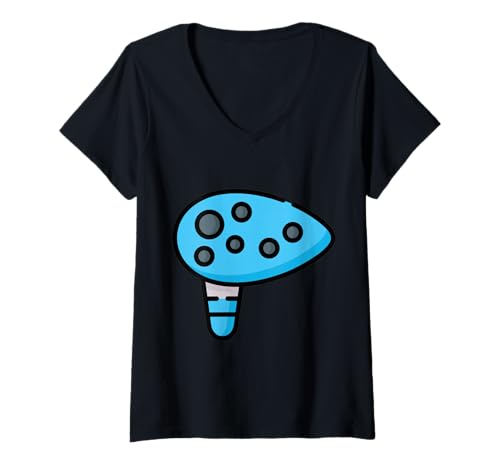 Damen Really Like Ocarina Musical Potato Flöte T-Shirt mit V-Ausschnitt Damen Really Like Ocarina Musical Potato Flöte T-Shirt mit V-Ausschnitt von Clever Witty Ocarina Designs