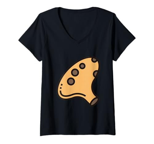 Damen Really Like Ocarina Musical Potato Flöte T-Shirt mit V-Ausschnitt Damen Really Like Ocarina Musical Potato Flöte T-Shirt mit V-Ausschnitt von Clever Witty Ocarina Designs