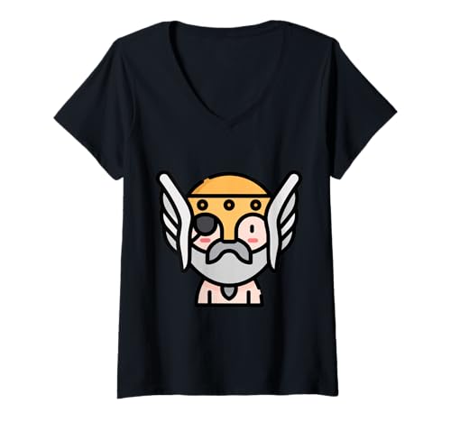 Damen Odin nordische Mythologie Gott Valkyrie Valhalla Wikinger T-Shirt mit V-Ausschnitt Damen Odin nordische Mythologie Gott Valkyrie Valhalla Wikinger T-Shirt mit V-Ausschnitt von Clever Witty Odin Designs