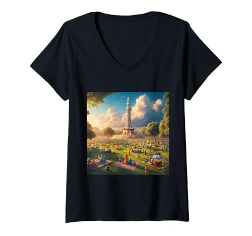 Damen Minar Pakistan Minar und Lahore Punjab T-Shirt mit V-Ausschnitt Damen Minar Pakistan Minar und Lahore Punjab T-Shirt mit V-Ausschnitt von Clever Witty Pakistan Designs