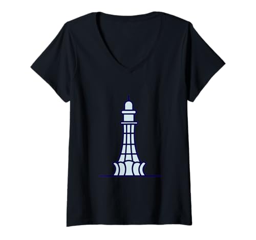 Damen Minar Pakistan Minar und Lahore Punjab T-Shirt mit V-Ausschnitt Damen Minar Pakistan Minar und Lahore Punjab T-Shirt mit V-Ausschnitt von Clever Witty Pakistan Designs